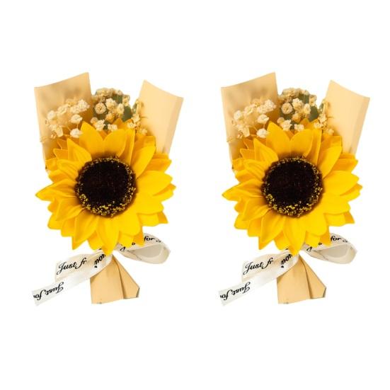 2 Pcs Mini Sunflower Bouquet Scented Artificial Soap Flower Birthday Valentine's Day Gifts