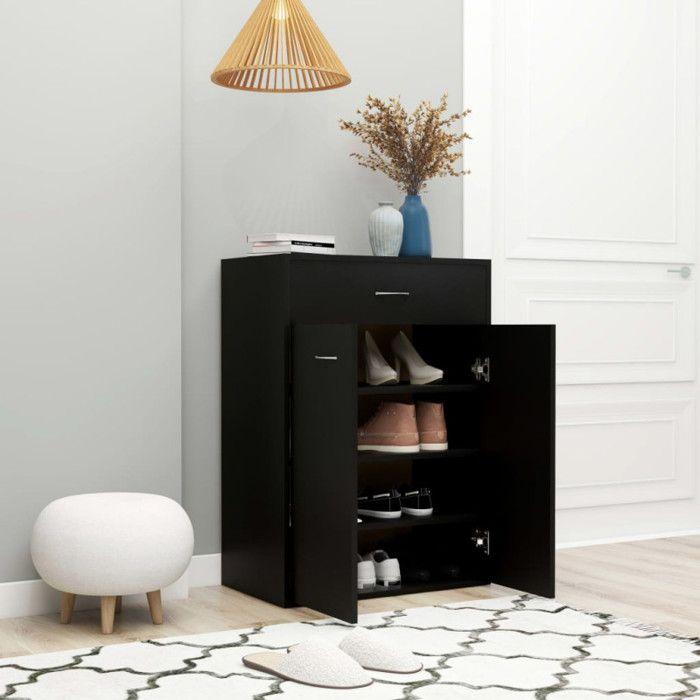 VidaXL Armoire à chaussures Noir 60x35x84 cm Aggloméré