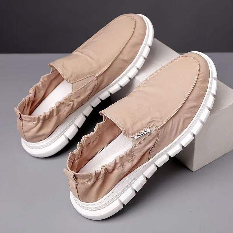 Tênis Masculino de Lona Slip-On Respirável - Tênis Casuais Confortáveis de Malha de Seda de Gelo para Primavera e Outono