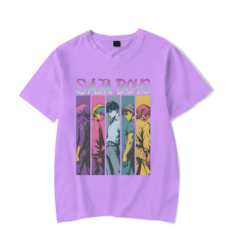 Saja Boys Jinu Print Men T Shirt Women Fashion KPop Demon Hunters Shirt Short Sleeve Casual Anime KPop Demon Hunters Streetwear