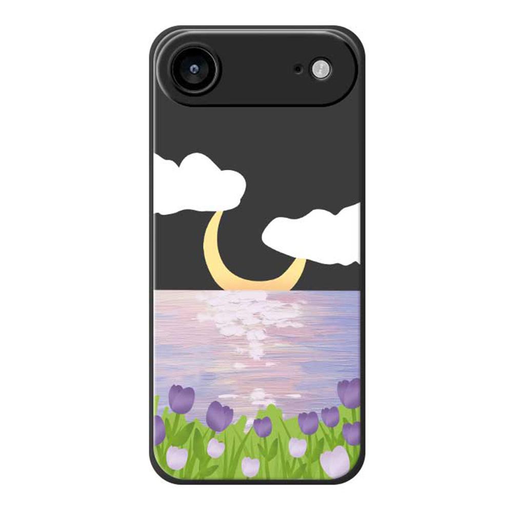 For iPhone 17 Air Case Flowers and Sea Pattern Printing Straight Edge TPU Phone Back Cover