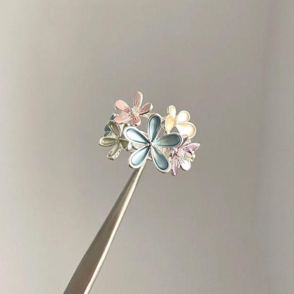 Painting Oil Flower Ring Multicolor Opening Ring Creative Stretch Ring  Girl