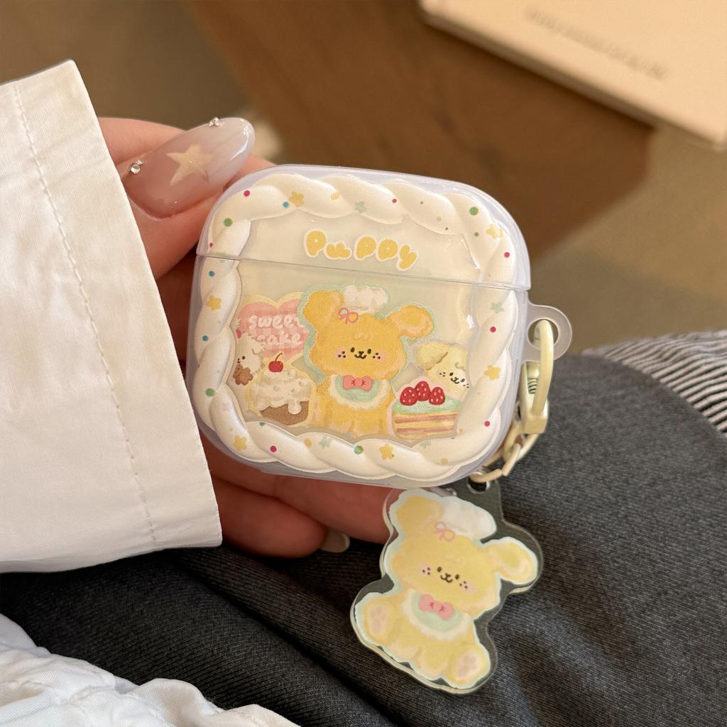 Dessert puppy with pendant is suitable for Apple AirpodsPro2 protective cover 1/2 Bluetooth headset cover 3rd generation matte 4.