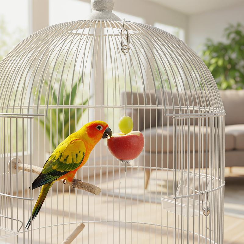 Durable Bird Cage Holder Stainless Steel Parrot Fork For Fruits And Vege