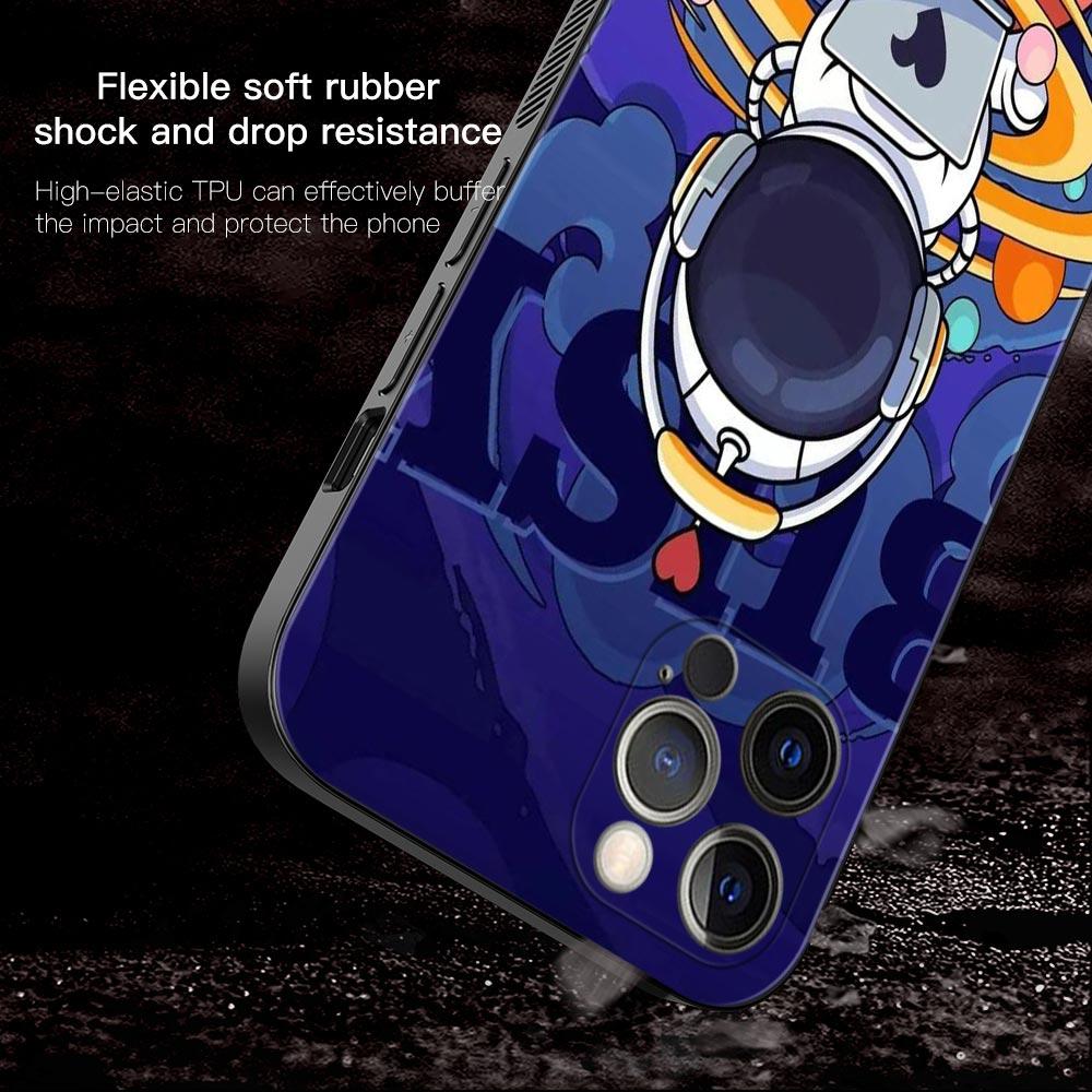 Phone Shell For Apple Iphone 14 13 12 11 Pro Max 13 12 Mini Xs Max Xr X 7 8 Plus 6 6s Cover Silicone Case Cute Cartoon Astronaut