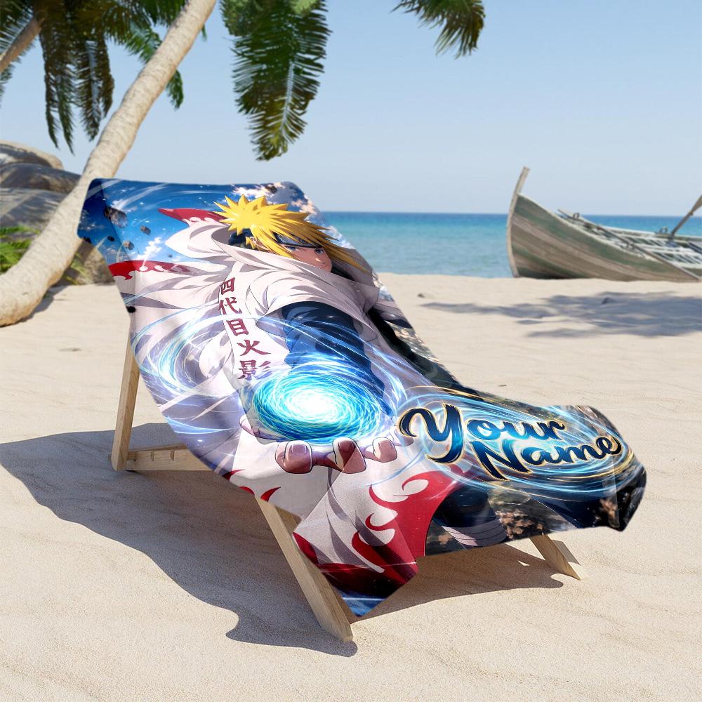 Naruto Character Customize Your Name Beach Towel Quick-Dry Soft Microfiber Perfect for Traveling Yoga Camping and Swimming