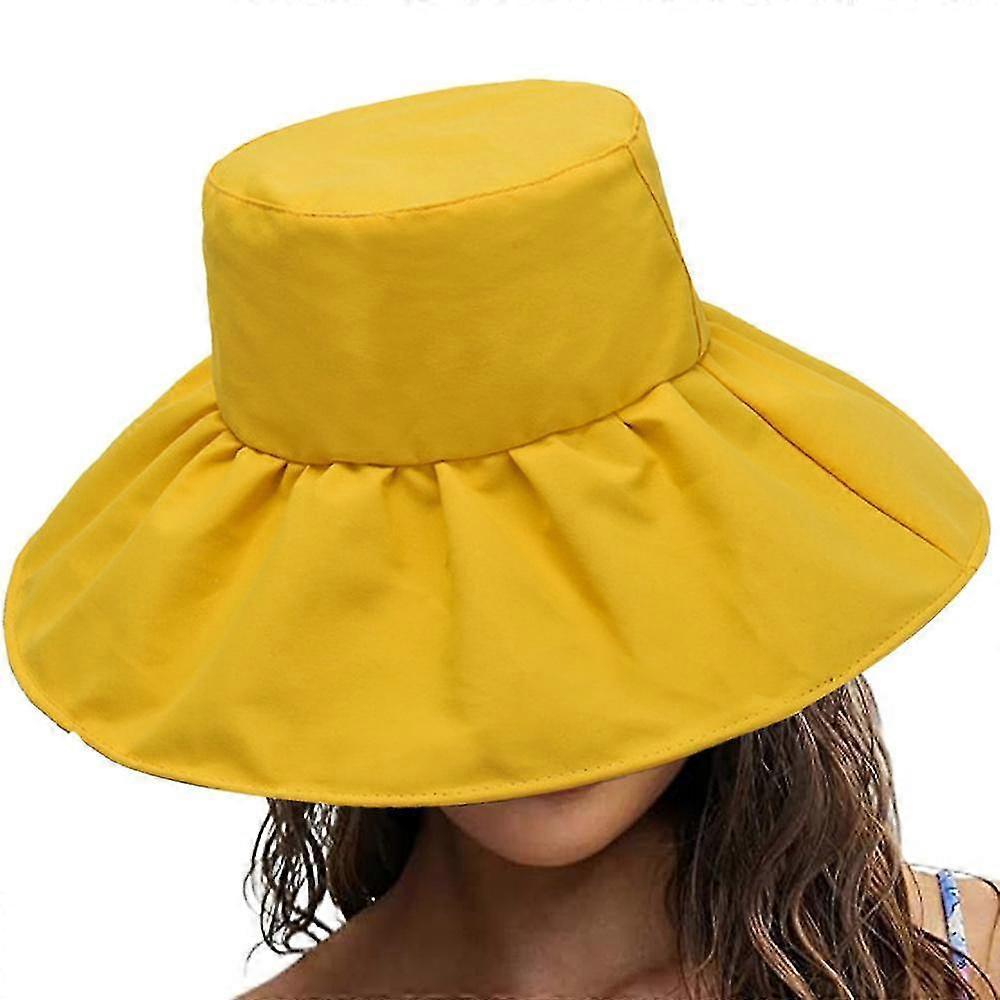 Bucket Hat Fashion Summer Beach Wide Brim Hat Travel Packable yellow-b