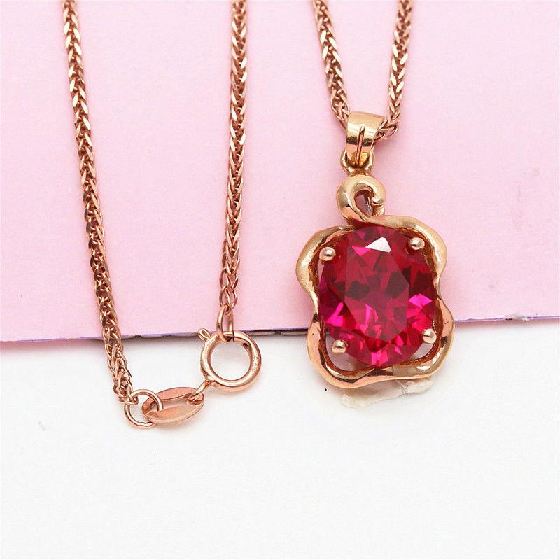 

Изысканный русский 585 Пурпурное Золото Простой Вставка Блестящий Квадратный Красный Камень Покрытие Розовое Золото Цвет Золото Кулон Ожерелье (single pendant)