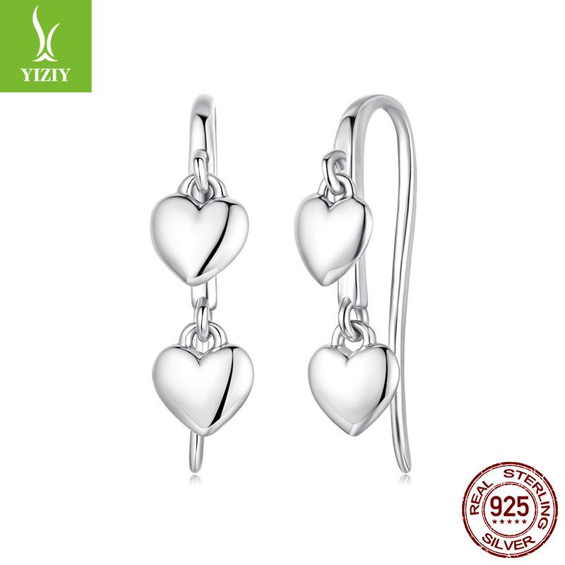 

Simple Love Fringed Ear Hook Smart Premium S925 Sterling Silver Heart Earrings Earrings