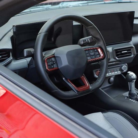 Steering Wheel Trim Sticker Accessories For Ford Mustang 2024+ Red Carbon Fiber