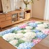 Lush Vibrant Soft Pastel Hydrangea Floral Area Rug Pink Blue White Print Cozy Floor Mat for Living Room Bedroom Entryway