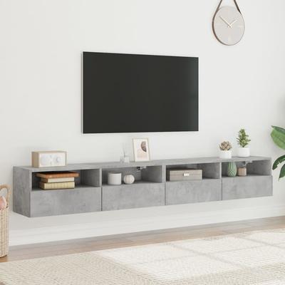 TV Wall Cabinets 2 Pcs Concrete Grey 100 X 30 X 30 Cm Particleboard