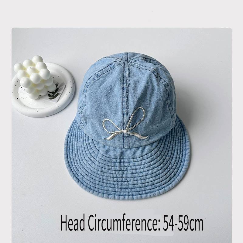 

Женская джинсовая модная шляпа от солнца с широкими полями и вышивкой в виде банта синий