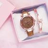 Starry Sky Women Watch Bracelet Ladies Wristwatch Pink Female Girls Clock Fashion Leather Simple Watches Reloj Mujer Rosa