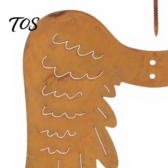 Artistic Yard Decor for Garden Rusty Vintage Angel Wings Wall Decor, Metal Winged Ornament Sculpture, Weatherproof Outdoor Decorative Backyard
