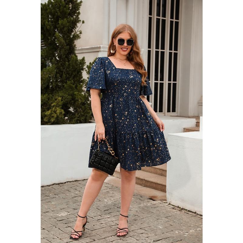 Letnia sukienka damska Plus Size z nadrukiem, luźna sukienka, koktajlowa, elegancka sukienka