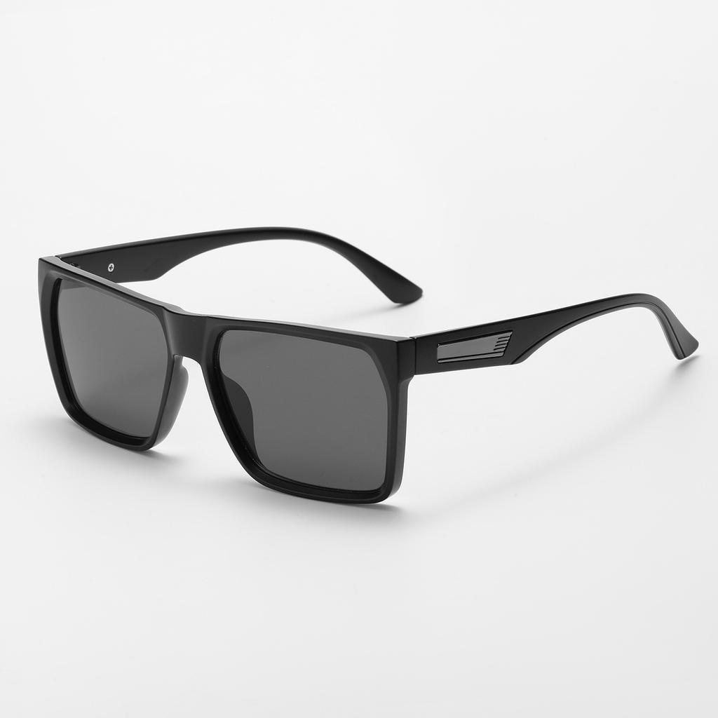 New box sunglasses men's gray lenses black frame PC material sunglasses fashion wear