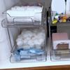 Sliding Cabinet Organizer Pull-out Shelves Stackable Transparent Storage Rack For Cosmetics 2 Tier Clear Pantry Organization And