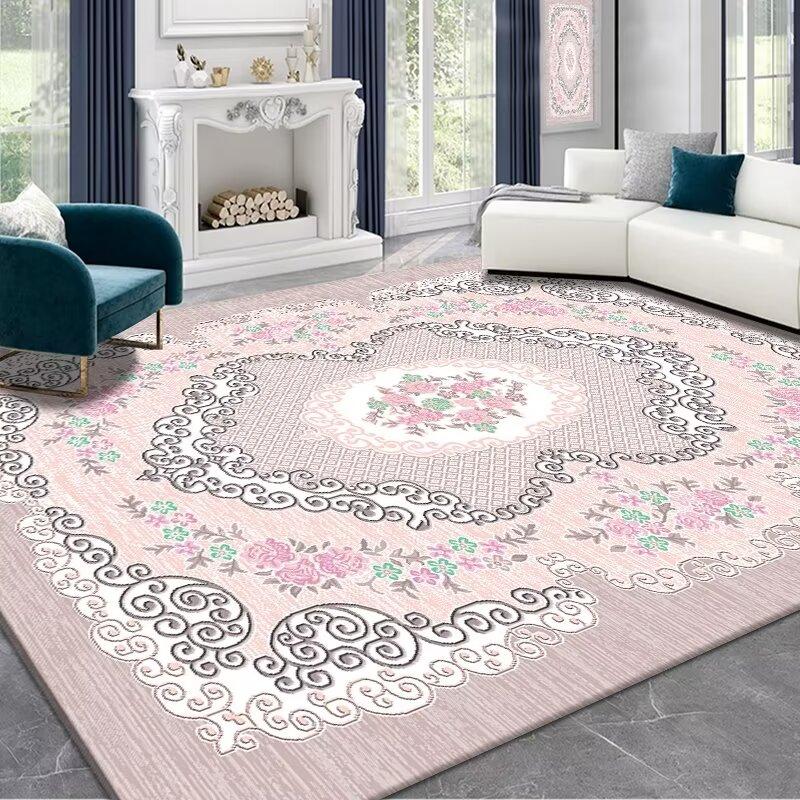Tappeto Antiscivolo di Alta Gamma per Soggiorno Europeo Rosa Morbido Decorazione per la Casa Tappeto per Comodino in Camera da Letto Facile da Pulire Tappetino per Pavimento del Bagno Morbido