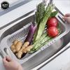 Expandable Kitchen Sink Strainer Drain Vegetable Fruit Drainer Basket Space Saving Washing Shelf Strain Rack Kitchen Organizer