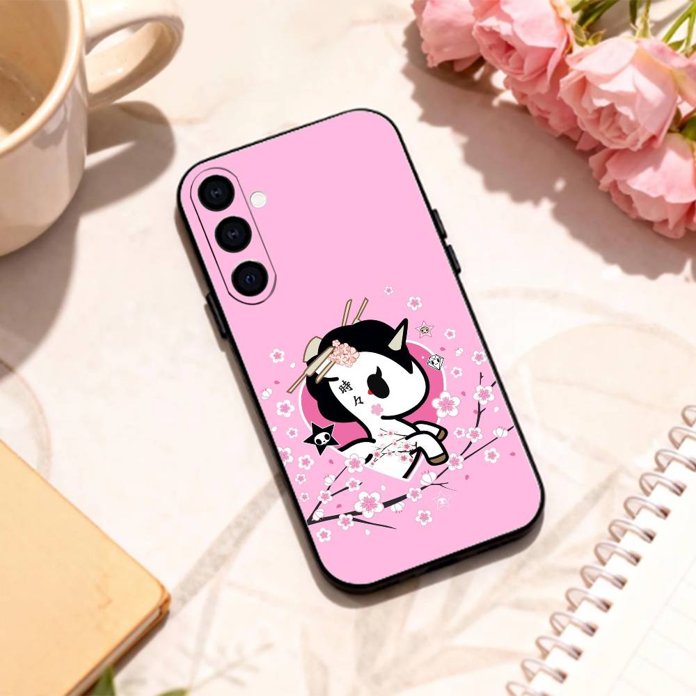 Lovely J-Japan T-Tokidokis phone Case For Samsung Galaxy A73,A72,A71,A70,A53,A52,A51,Others Soft Black Shell