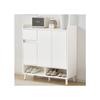 Buffet/armoire à chaussures - MUVOE - H 99 cm x L 90 cm x P 35 cm - 2 portes - Bois massif - Blanc