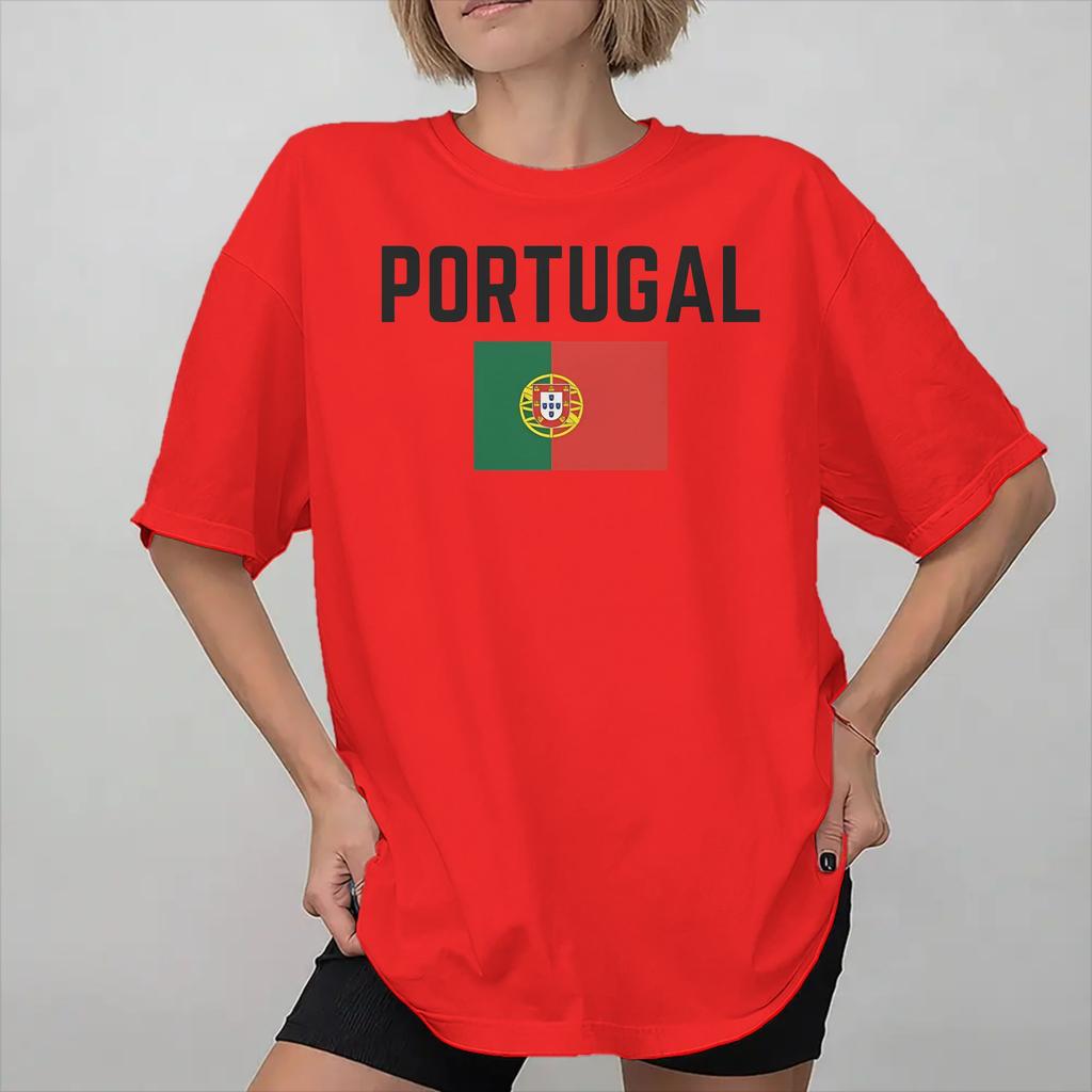 Portugal Flag Soccer Football Printed T Shirt For Unisex Wounisex 100 Cotton Tee Shirt Clothing