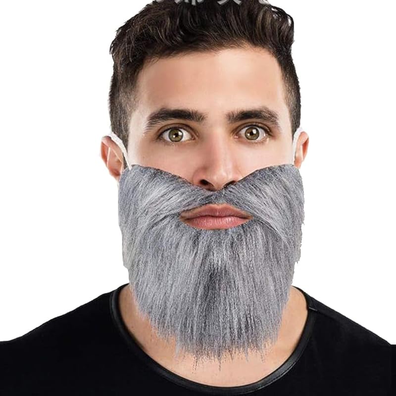 

[Schicksal.] cosplay accessories fake mustache false beard Simple type beard beard disguise costume party cross-dressing beard reusable, gray