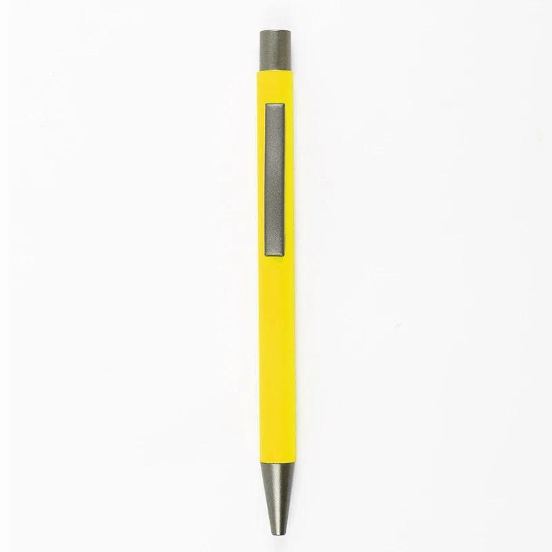 

Wholesale Metal Ballpoint Pen Advertising Pen Rubber Texture Custom Logo Text Laser Engraving Customizable Name Logo Yellow