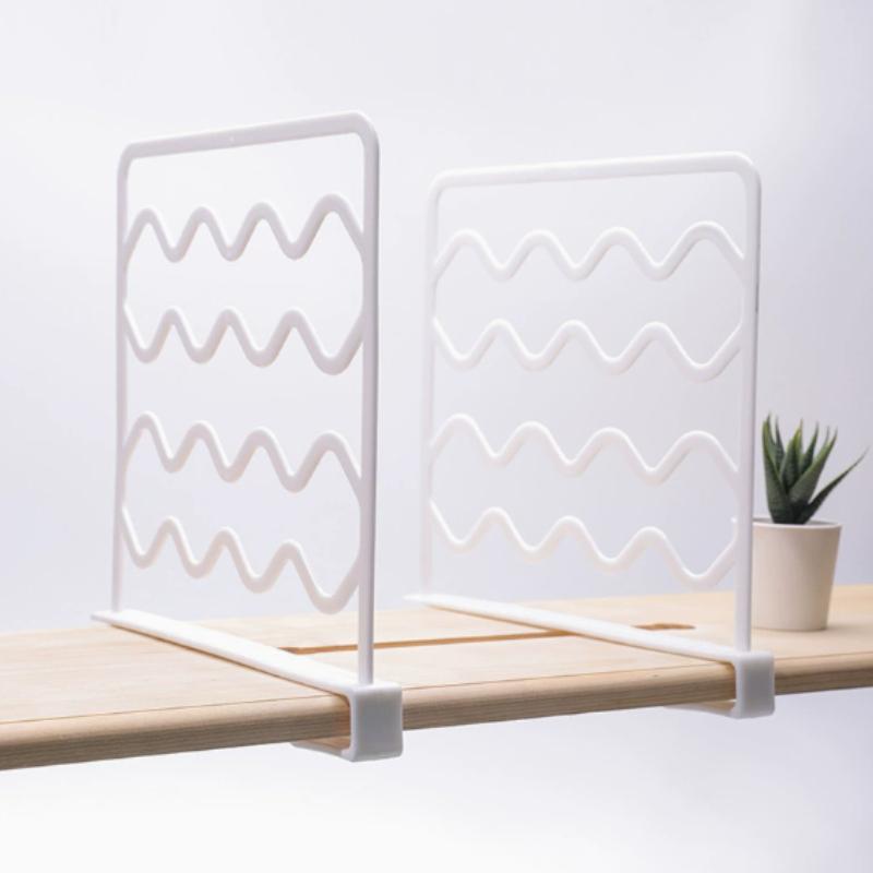 1/2Pack Adjustable Shelf Dividers | Plastic Closet Organizer for Wardrobe, Cupboard, Bookcase | Space-Saving Storage Rack, White