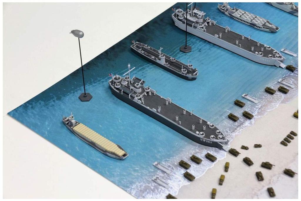 Pit Road SPS Series World War II Normandy Landings Diorama Paper Base x 2 Plastic Model Kit SPS07 1/700 (D-Day) (290 185mm, Sheets)
