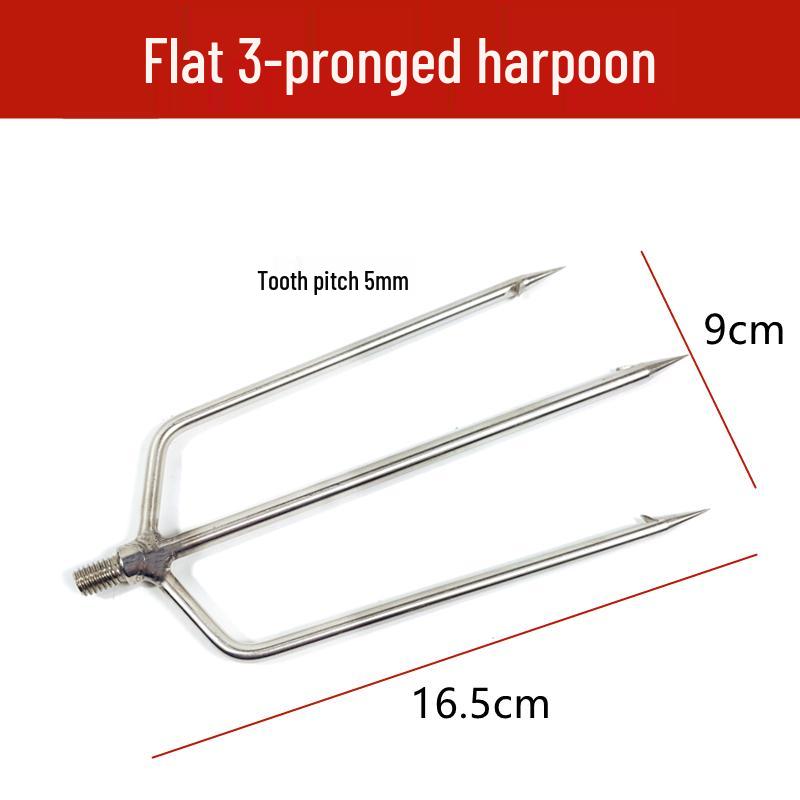 Stainless Steel Multi-functional Barbed Fish Spear Head - Handmade Flat Fork Lantern Design