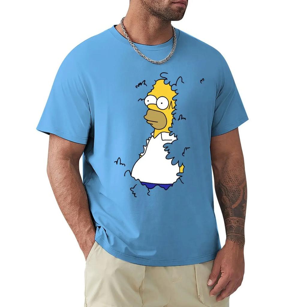 Summer Clothes Heavyweights Customizeds Sweat Fitted T Shirts for Men Homer in H Meme Classic TShirt Men Clothing Graphic
