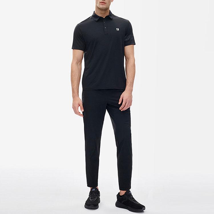 FILA Solid Color Logo Knitted Short Sleeve Polo Shirt Men tops Royal-Blue A11M223104FNV