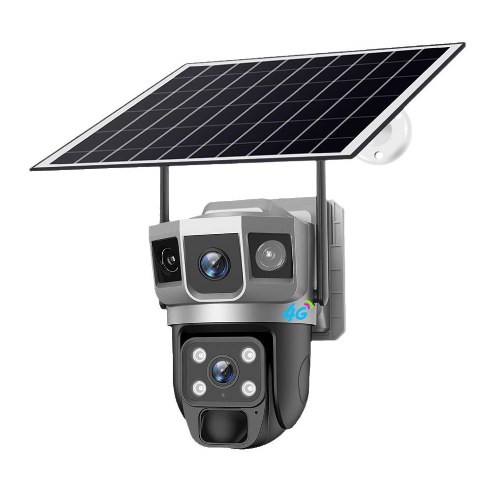 VTS02 Solar-Powered 4G Dual-Lens Surveillance Camera with Tri-Screen V380 System