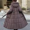 Fashion Woman Winter Long Coats Hooded Thick Warm Casual Winter Jacket Women's Parkas With Belt