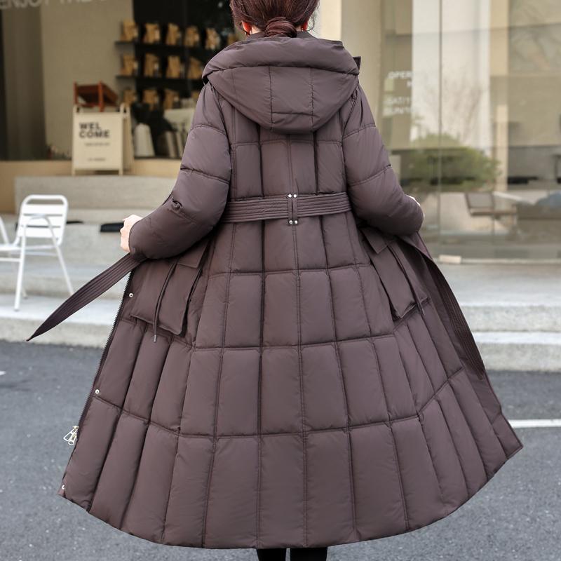 Fashion Woman Winter Long Coats Hooded Thick Warm Casual Winter Jacket Women's Parkas With Belt