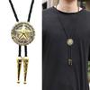 Western Styles Bolo Tie for Men and Women Metal Star Badge Pendant Braided Leather Cord Necktie Music Festivals Necklace