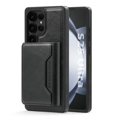 For Samsung Galaxy S25 Ultra Case Compatible with MagSafe Leather Back Phone Cover with Detachable Card Bag