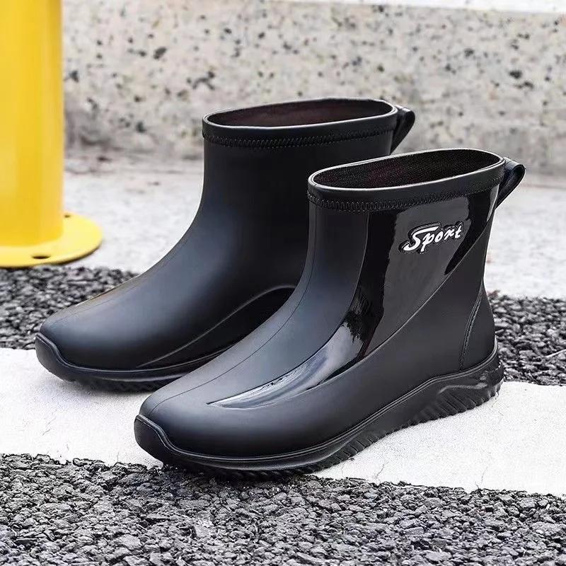Waterproof Non Slip Wear-resistant Trendy Large Size Rain Boots for Men Casual Comfortable Chef Fishing Working Outdoor Footwear