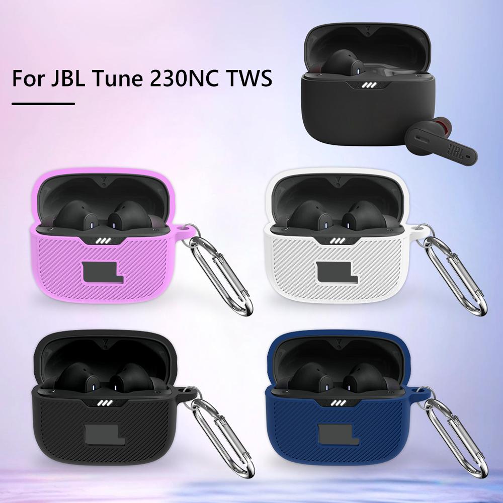 Capa de Silicone para Fones de Ouvido com Gancho Portátil Capa para Fones de Ouvido Sem Fio À Prova d'Água Resistente a Arranhões para JBL Tune 230NC TWS