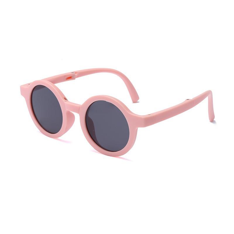 Baby round folding sunglasses women's caron anti-ultraviolet children's glasses line outdoor beach cute children's sunglasses