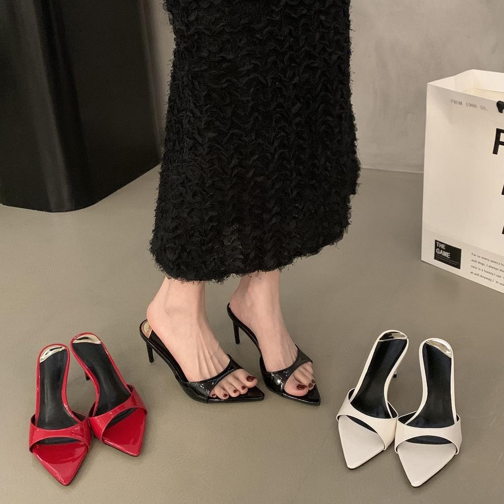 stiletto open-toed slippers women's summer wear 2025 new Korean version fashion sandals fairy style pointed high heels