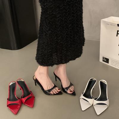Stiletto Open-toed Slippers Women's Summer Wear 2025 New Korean Version Fashion Sandals Fairy Style Pointed High Heels