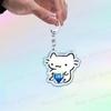 Cute Cat Cartoon Keychains for Accessories Bag Funny Meme Kawaii  Strawberry Kitten KeyChain Ring Jewelry Fans Gifts Keyrings
