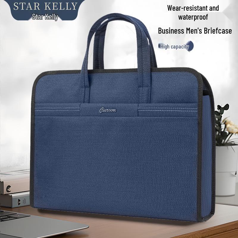 Men's Oxford Cloth Laptop Briefcase: Printed Handbag for Business, Office, and Document Carrying