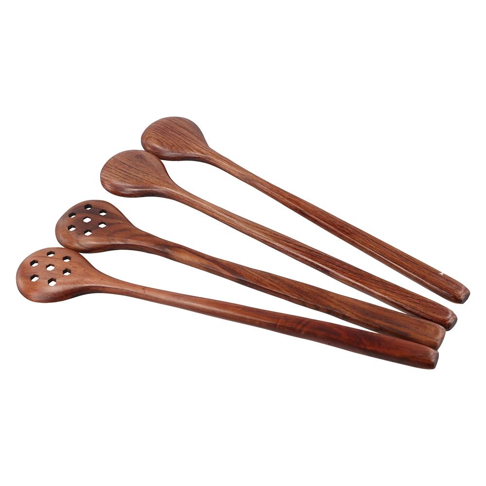 Solid Wood Cooking Utensil for Kitchen Long Handle Scoop Tableware Colander Soup Spoon Stir Spoon
