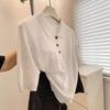 Summer Casual Polo Shirt Top Collar Knit Short Sleeved T-shirt for Women