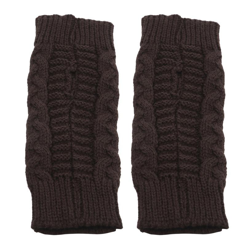 Women Winter Warm Fashion Knitted Arm Fingerless Gloves Outdoor Soft Touchscreen Mittens