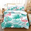 New Bedding 3D Digital Home Textiles Sheet Kit Three-Piece Set Fiery Warm Winter Flamingo